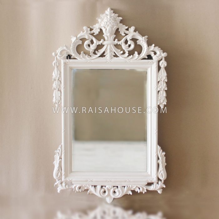 Rect Rose Mirror White Shabby Carving