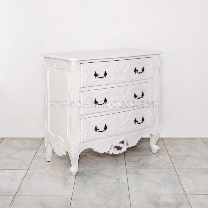 3 Drawers French Chest White