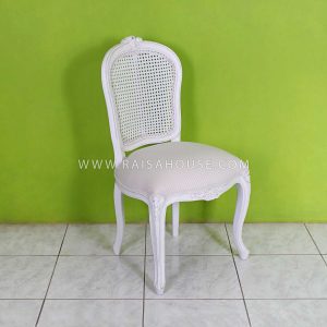 Louis XV Chair with Cane & Uph White