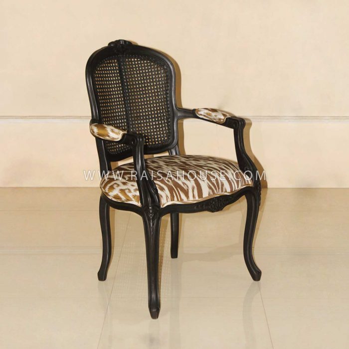 Louis Xv Arm Chair With Cane And Uph Black