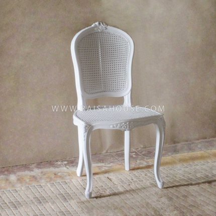 Louis Xv Chair Full Rattan White