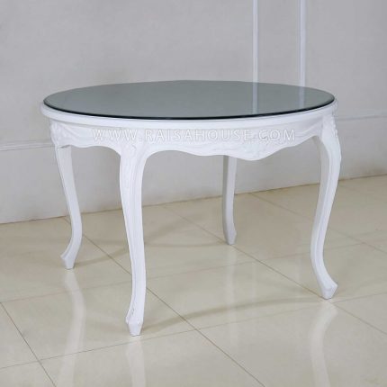 Round French Dining Table White