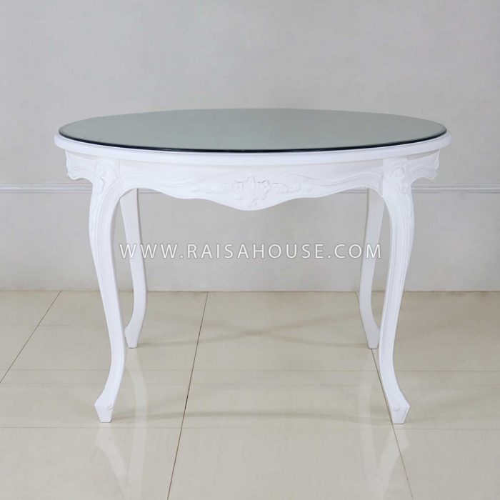 Round French Dining Table White
