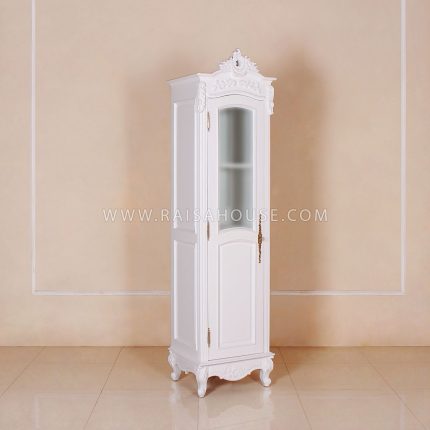 French Display backwall mirror wooden shelves White Complate