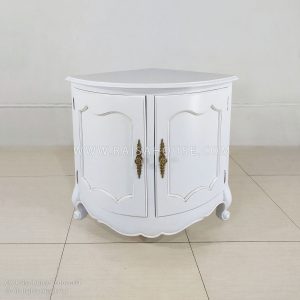 French style corner cabinet base crafted from solid mahogany wood with Light ASW finish