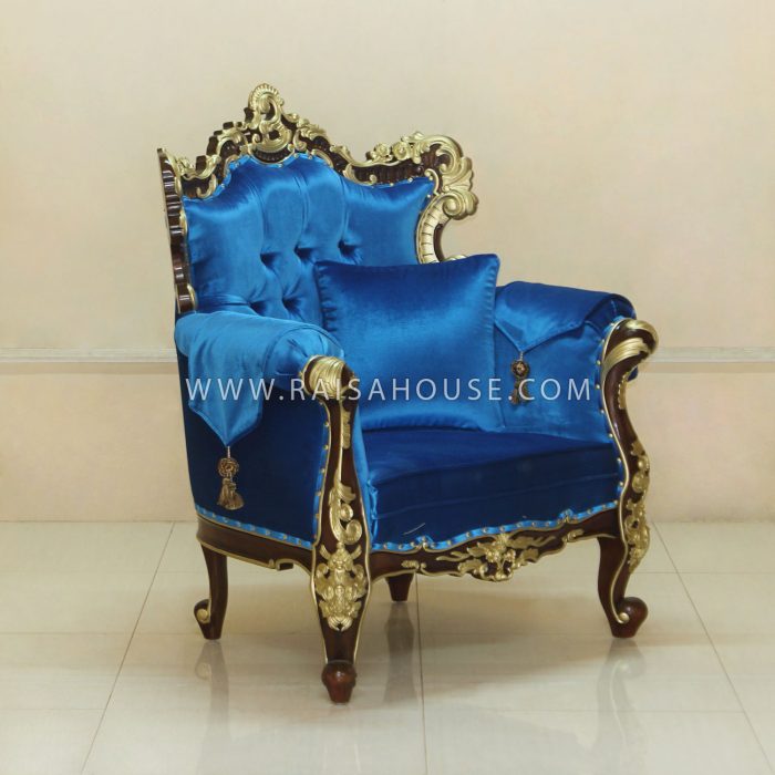 Noura Sofa 1 Seater PNMC & Heavy Gold Decor