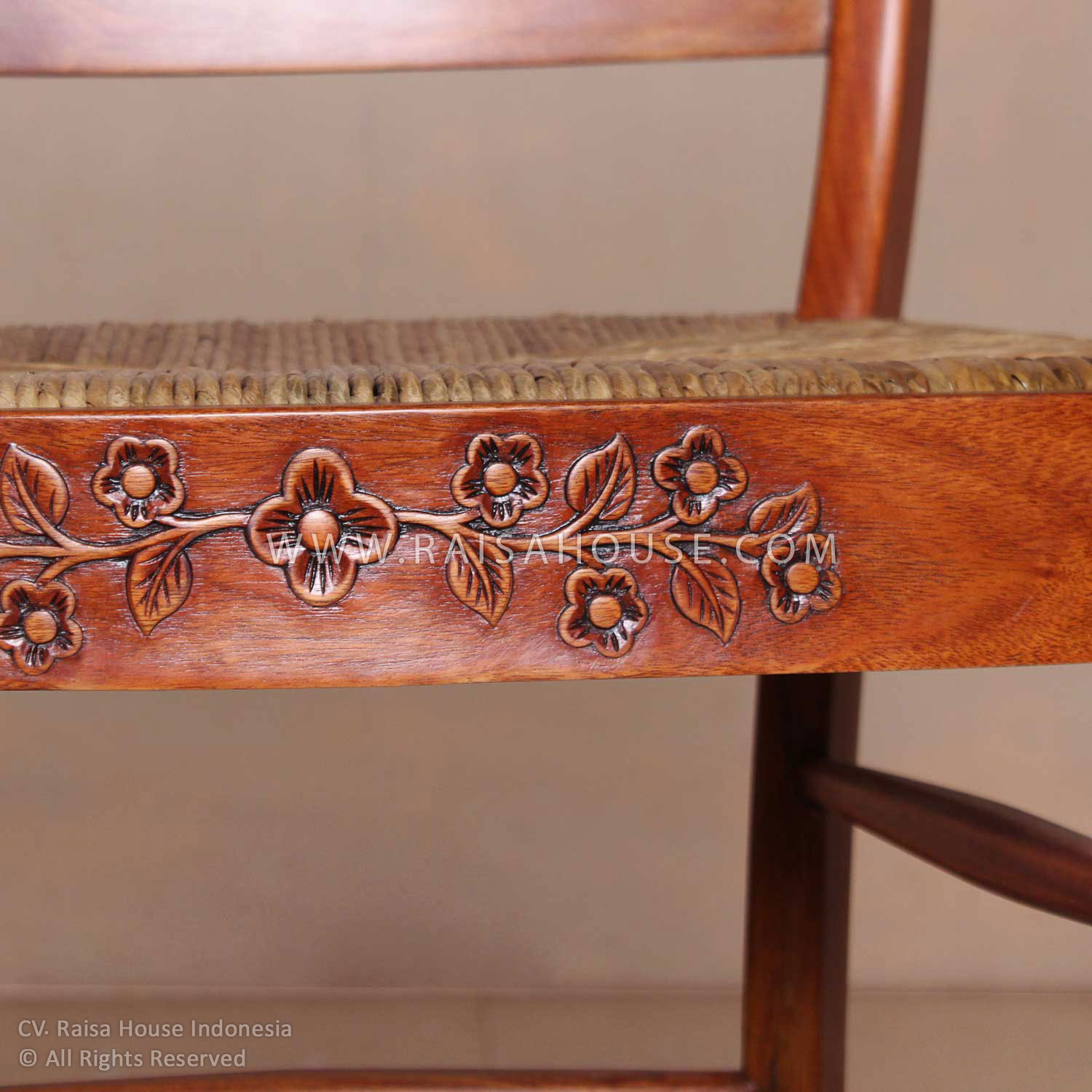 French style height bar stool made of mahogany wood with WPD finish, elegant and durable seating.