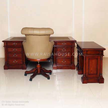 Swivel Office Chair Set Wooden Partner Desk