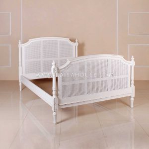 French Cane Bed Queen crafted from solid mahogany wood with ASW finish