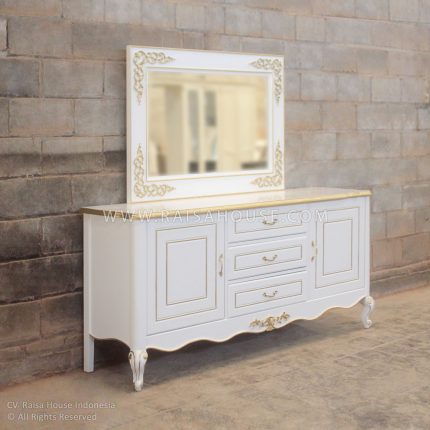 Eaubonne Sideboard With Mirror White With Gold Decor