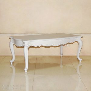French Coffee Table Provincial Leg made of mahogany wood with white finish, elegant provincial leg design for luxury interiors.