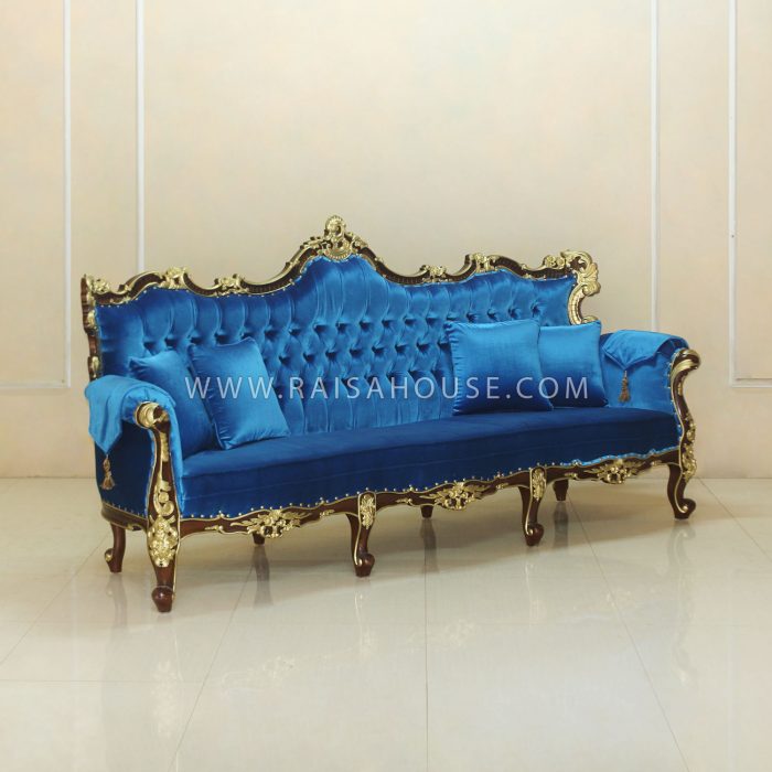 Noura Sofa 3 Seater PNMC & Heavy Gold Decor