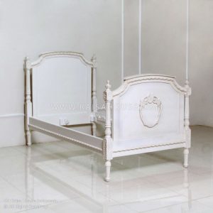 French Single Bed with Ribbon Carving Classic Furniture Manufacturer Indonesia For Project