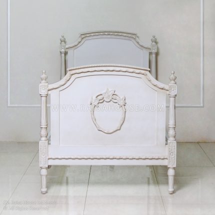 French Single Bed Mod Solid With Ribbon Carving ASWB