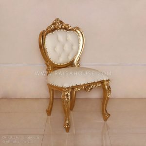 Elegant French dining chair made of premium mahogany wood in gold leaf finish