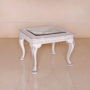 GEORGIA LAMP TABLE WPGK WHITE SILVER METALIC ACCENTS