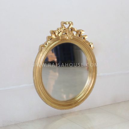 Round Mirror w/ Ribbon Carved GLLG