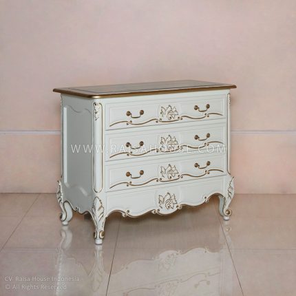 Chateau Chest Chateau Chest 3 Drawers Ivory Cream With Gold Decor