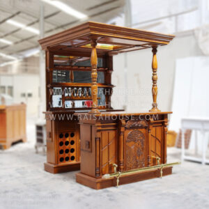 ICB_127 Chinoiserry Small Home Bar Cabinet, Carved Wooden Bar