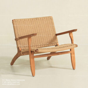 Catania arm chair with loom natural teak wood