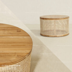 Roa Coffee Table Teak Wood with Natural Rattan