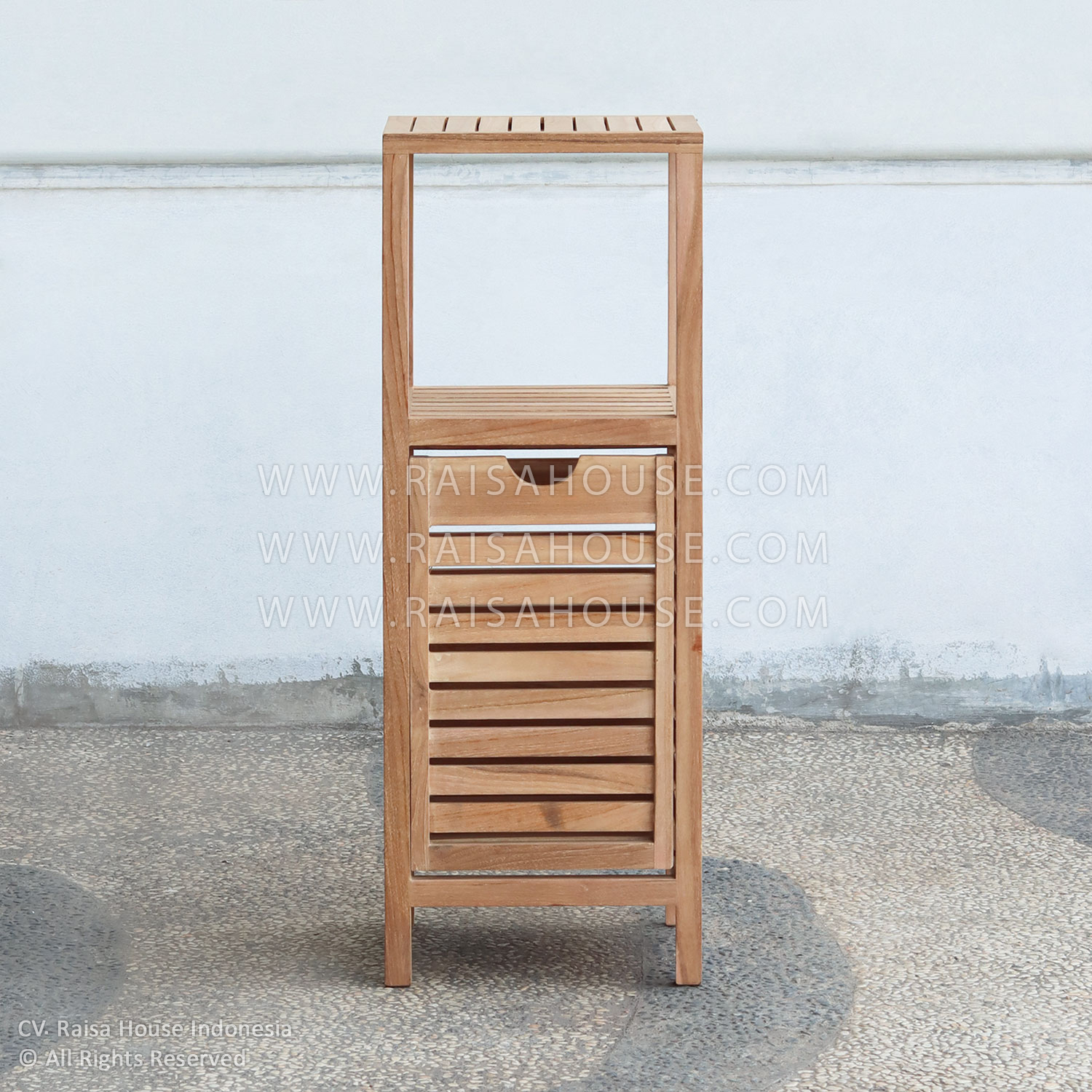 Solid teak wood trash rack crafted by Indonesia furniture manufacturers, ideal for outdoor use in hotels, resorts, and public spaces.